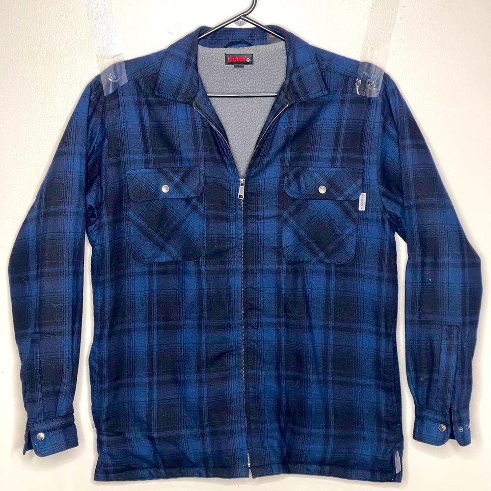 Wolverine Shirts:Men's  Blue Marshall Cotton‎ Flannel Shirt Jacket, Sz M